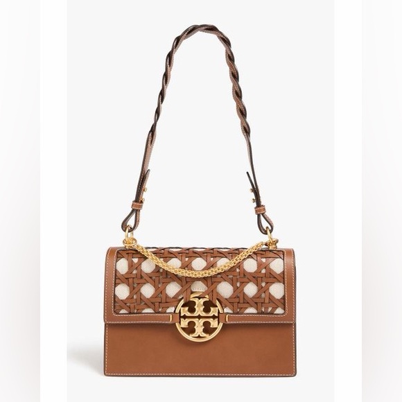 🔥🔥🔥Tory Burch Miller Basket Weave Woven Leather Shoulder Bag - Picture 1 of 16